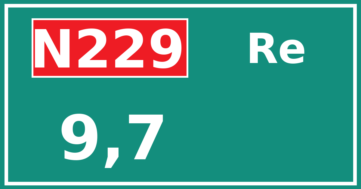 Hectometerbord N229 9,7 zijde Re