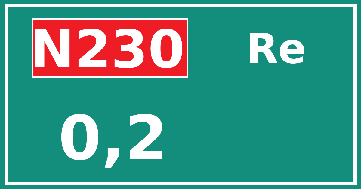 Hectometerbord N230 0,2 zijde Re