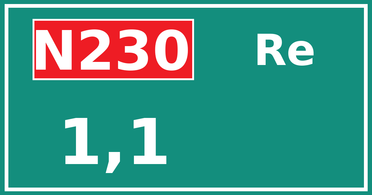 Hectometerbord N230 1,1 zijde Re