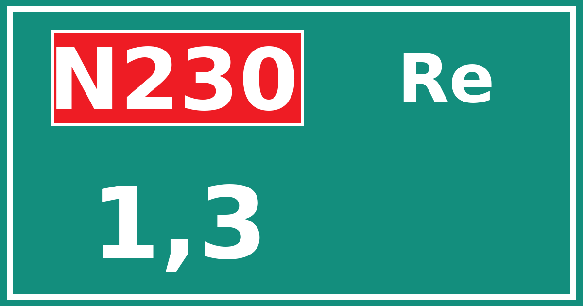 Hectometerbord N230 1,3 zijde Re