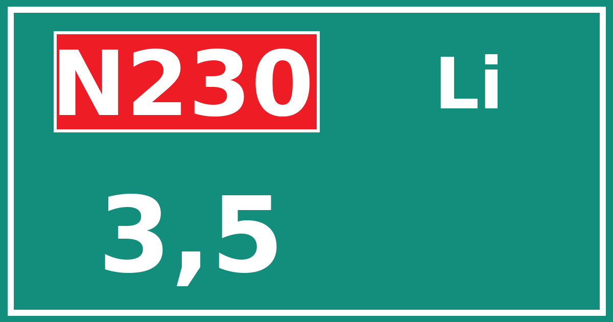 Hectometerbord N230 3,5 zijde Li