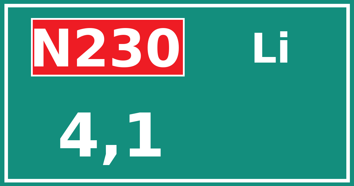 Hectometerbord N230 4,1 zijde Li