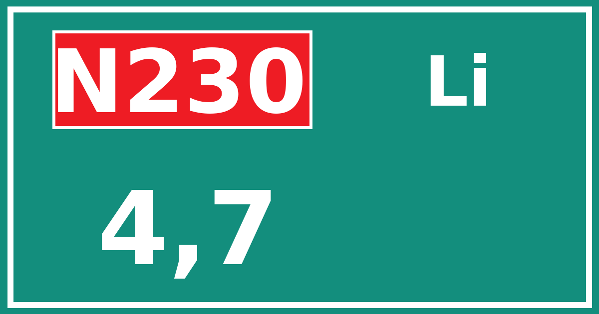 Hectometerbord N230 4,7 zijde Li