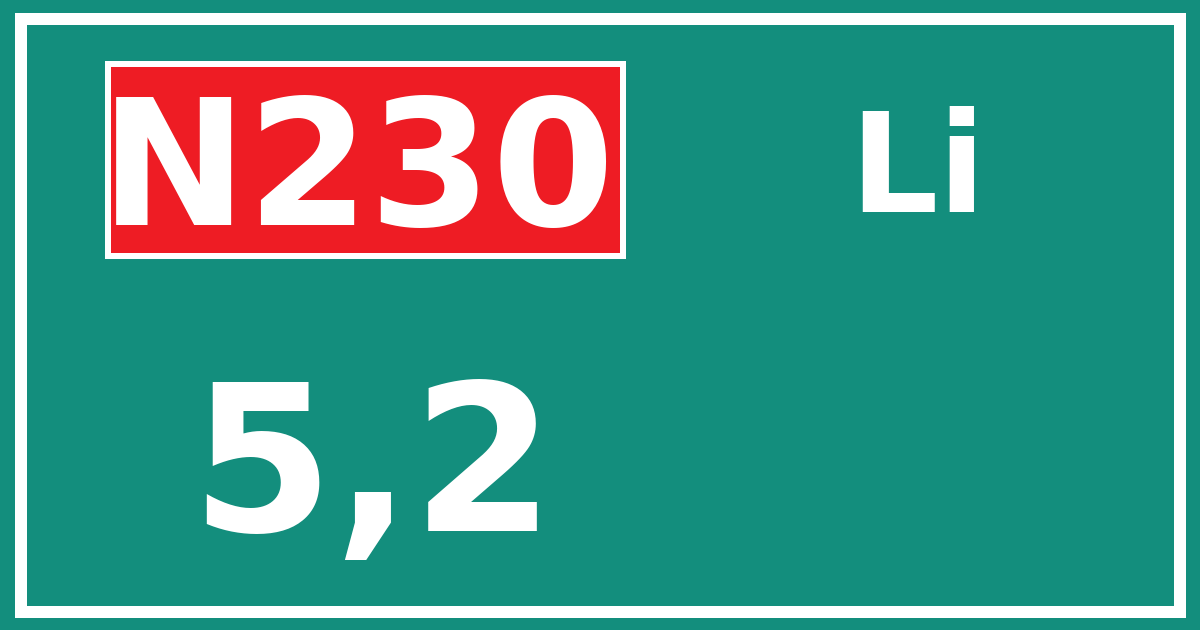 Hectometerbord N230 5,2 zijde Li