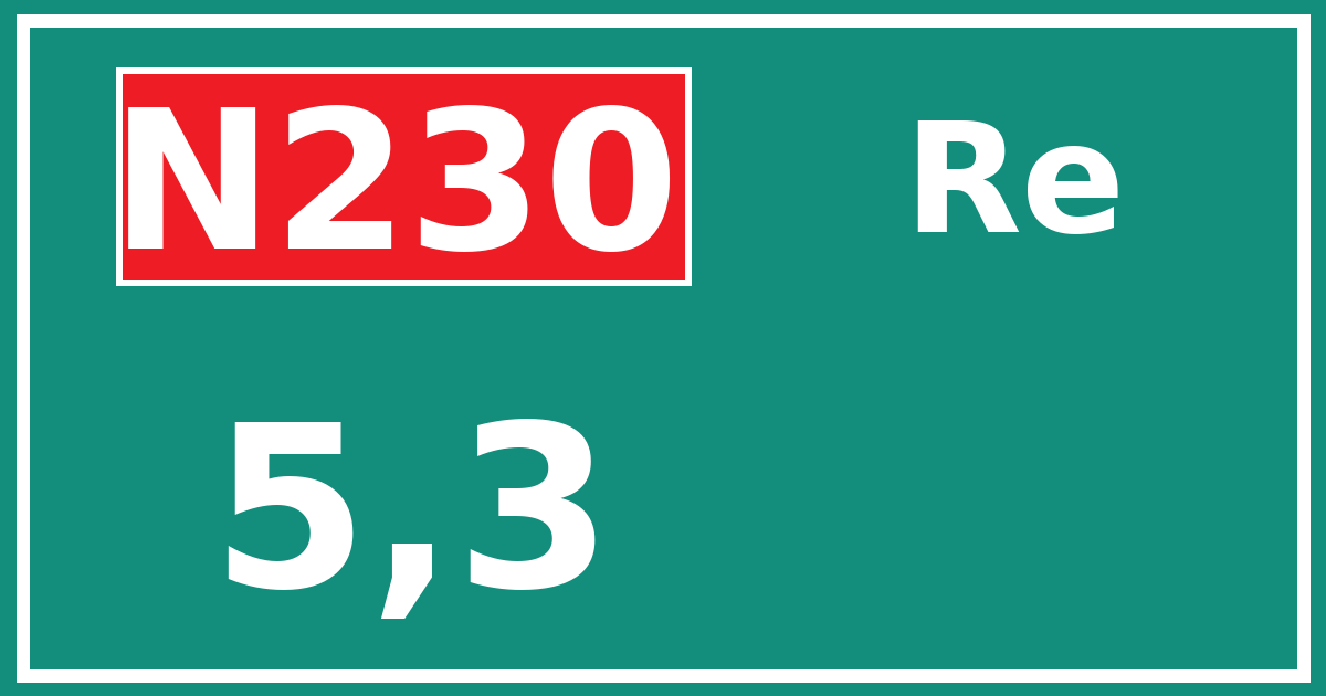 Hectometerbord N230 5,3 zijde Re
