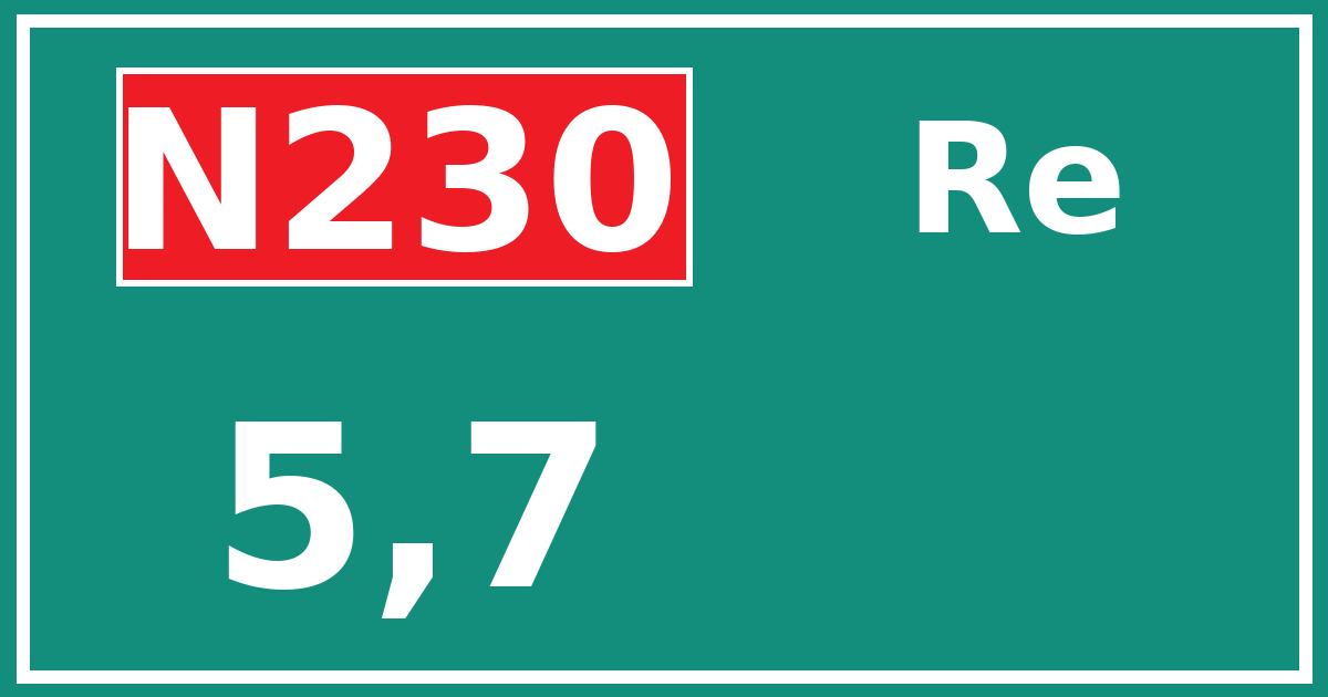 Hectometerbord N230 5,7 zijde Re