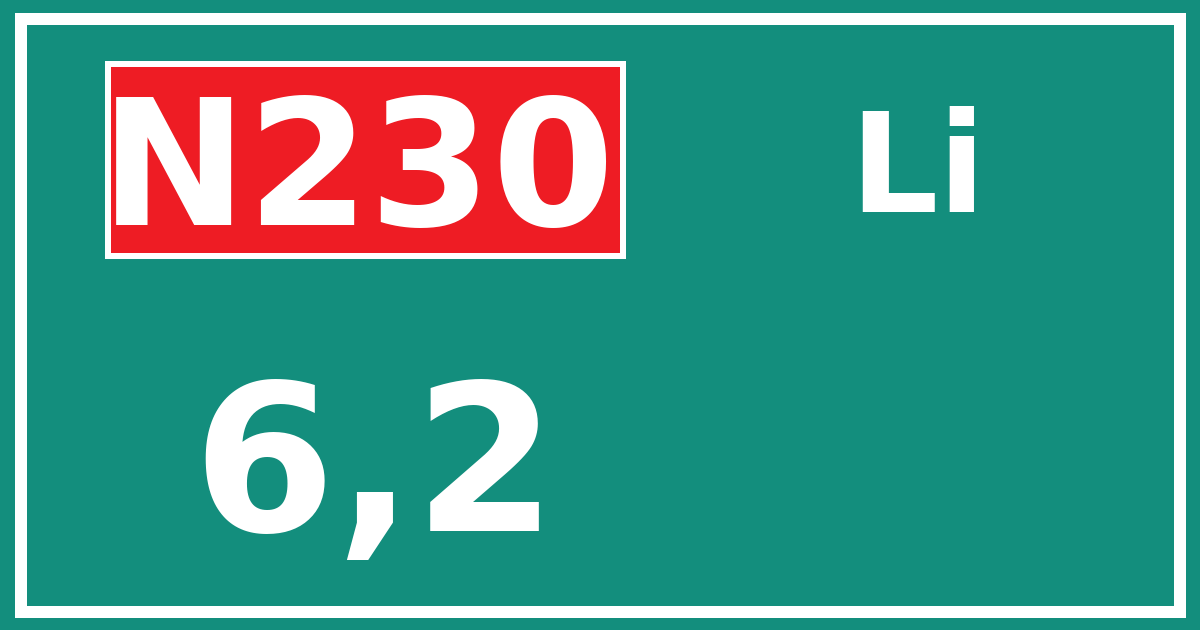 Hectometerbord N230 6,2 zijde Li