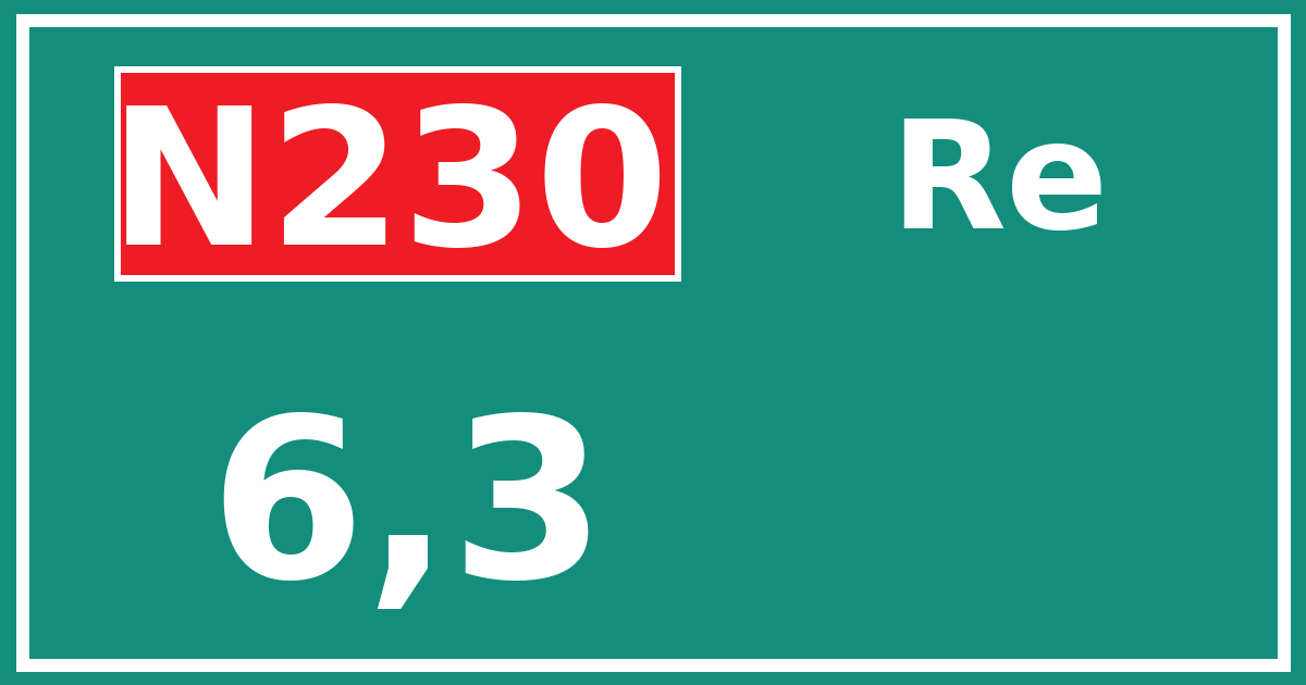 Hectometerbord N230 6,3 zijde Re