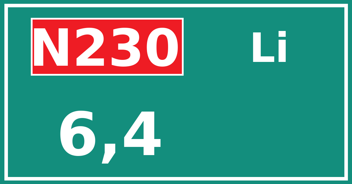 Hectometerbord N230 6,4 zijde Li