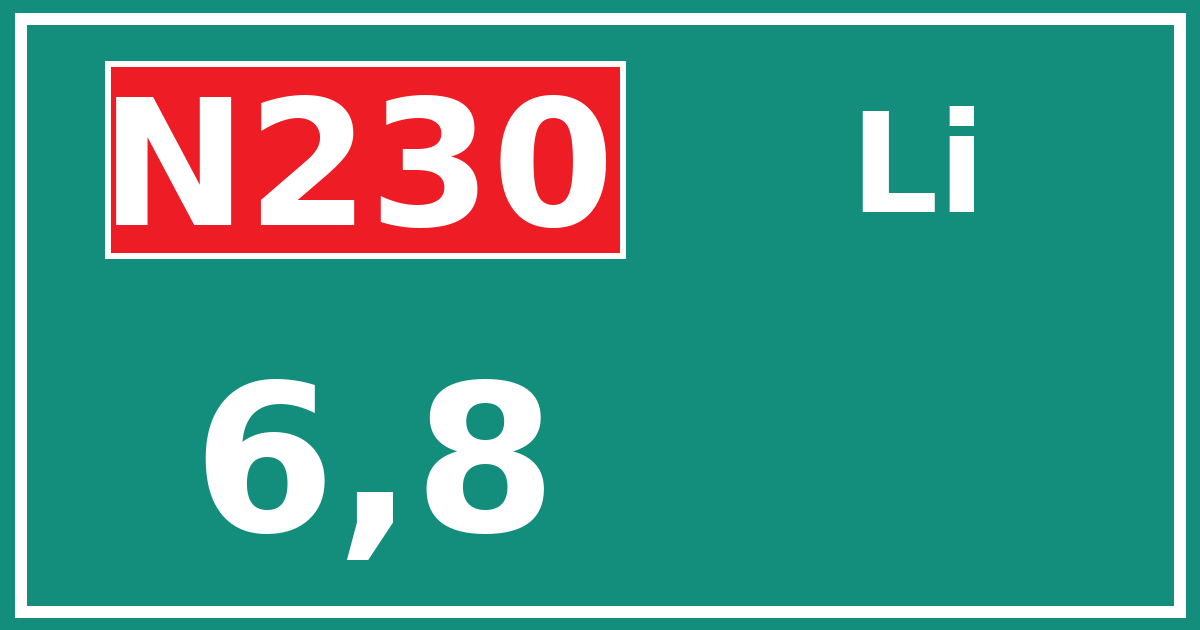 Hectometerbord N230 6,8 zijde Li