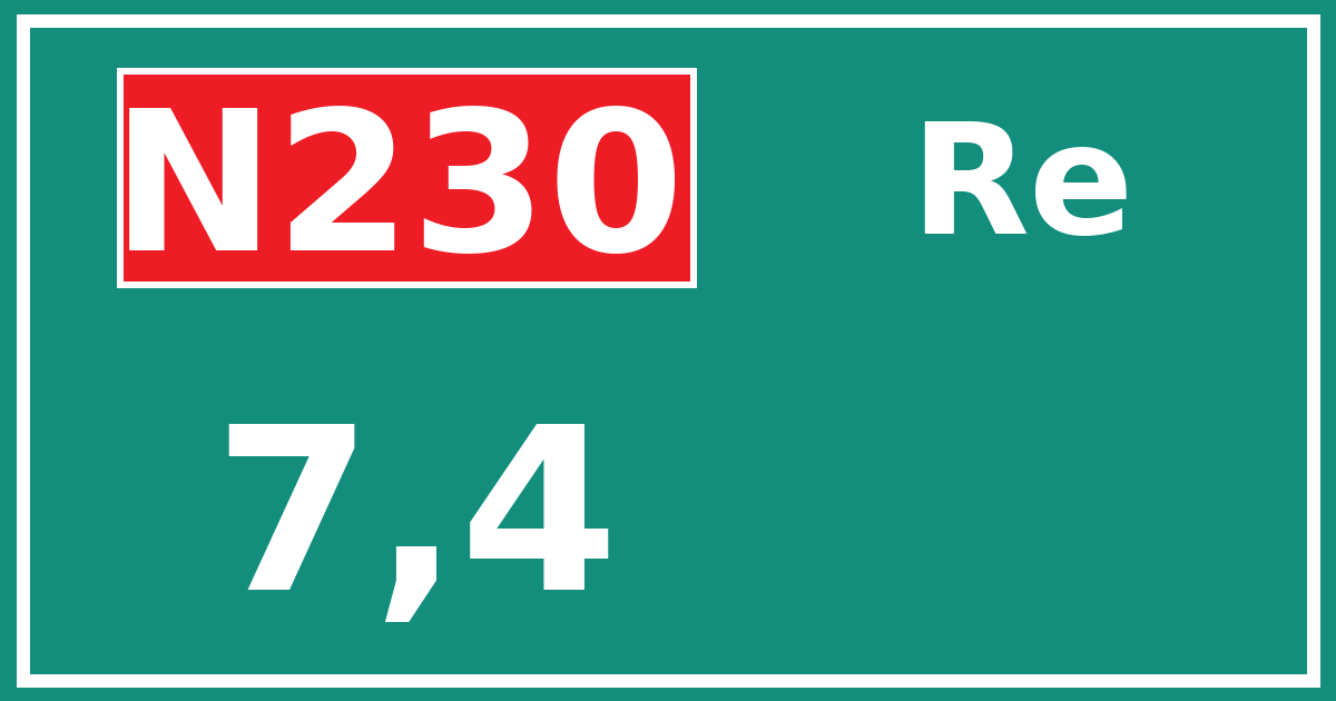 Hectometerbord N230 7,4 zijde Re