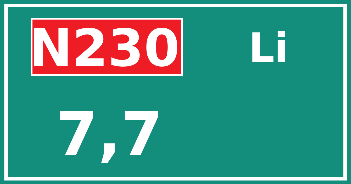 Hectometerbord N230 7,7 zijde Li