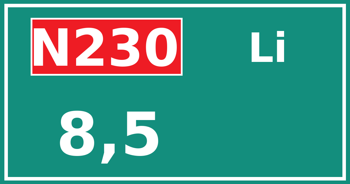 Hectometerbord N230 8,5 zijde Li