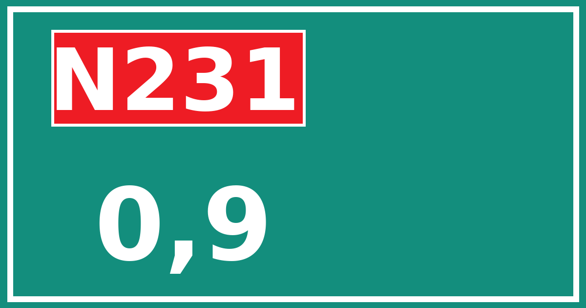 Hectometerbord N231 0,9
