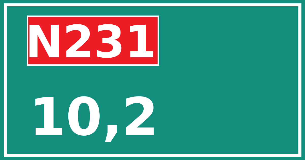 Hectometerbord N231 10,2