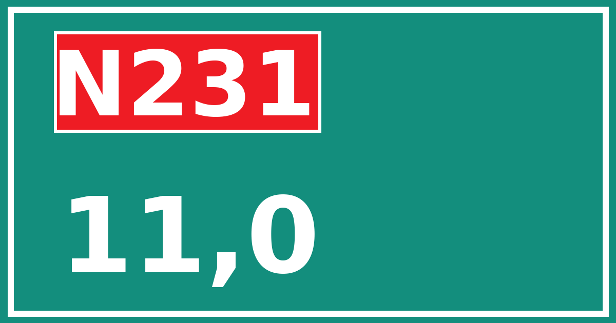 Hectometerbord N231 11,0
