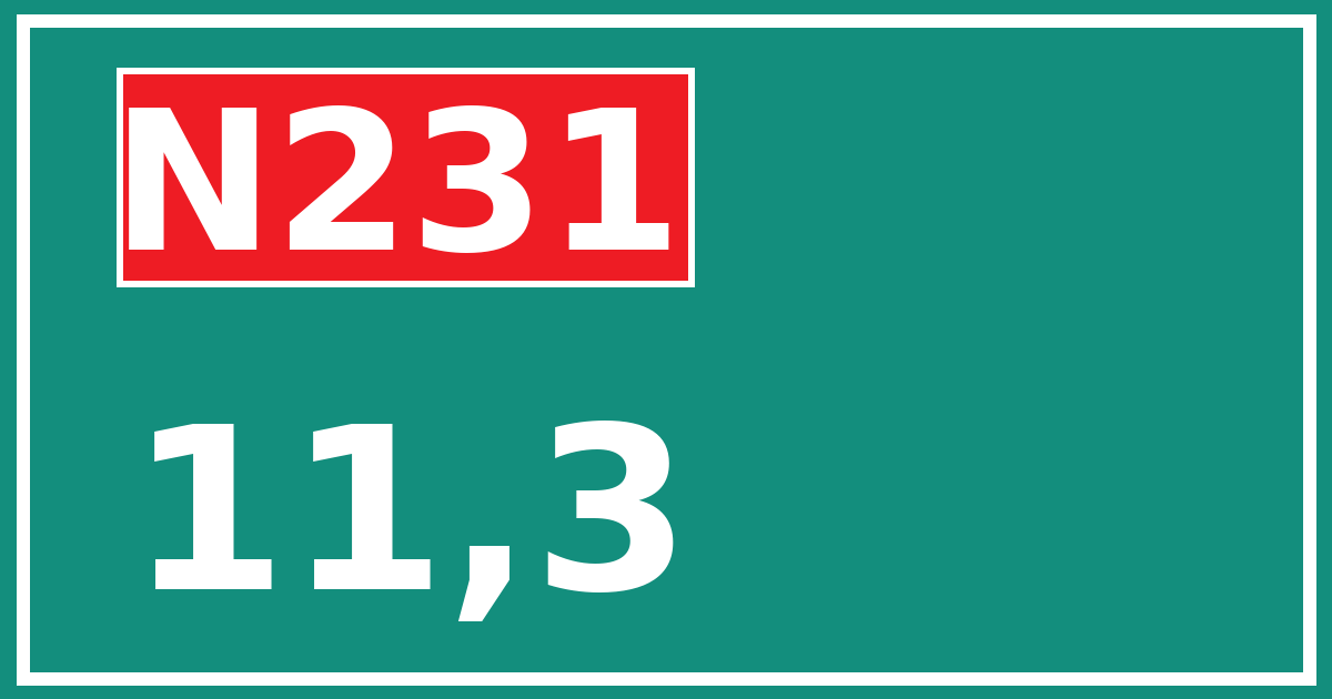 Hectometerbord N231 11,3