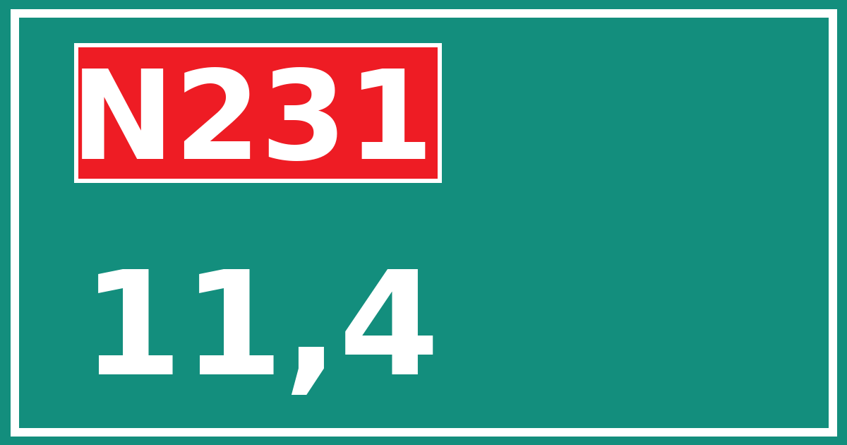 Hectometerbord N231 11,4