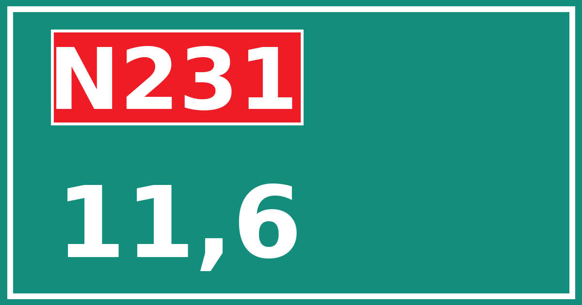 Hectometerbord N231 11,6