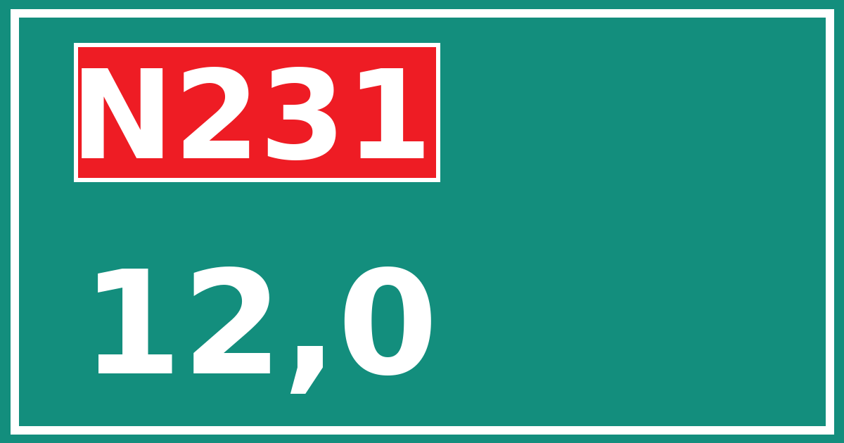 Hectometerbord N231 12,0