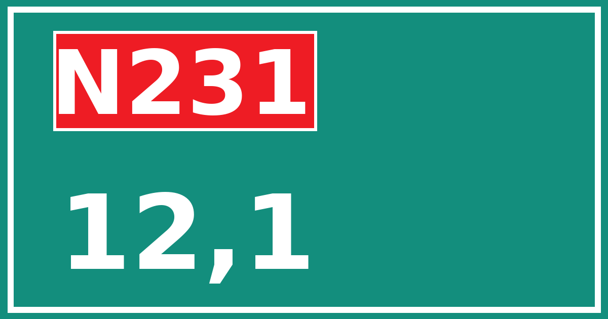 Hectometerbord N231 12,1