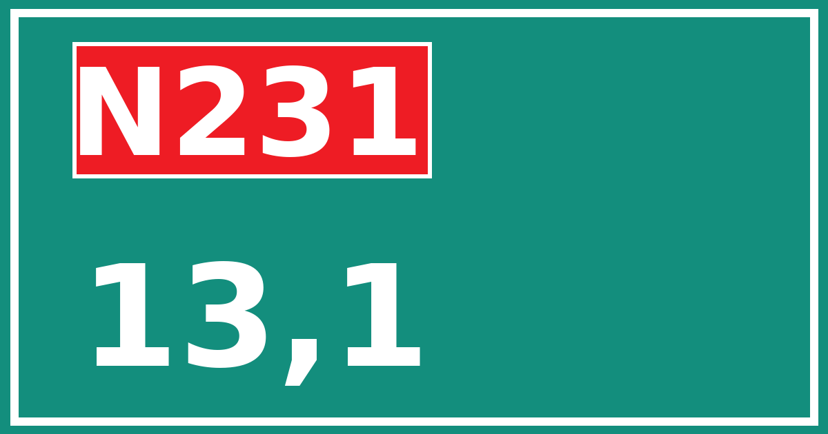 Hectometerbord N231 13,1