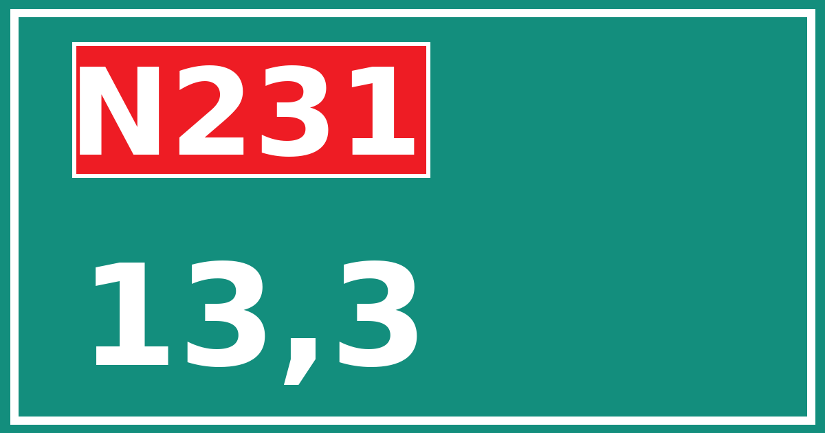 Hectometerbord N231 13,3