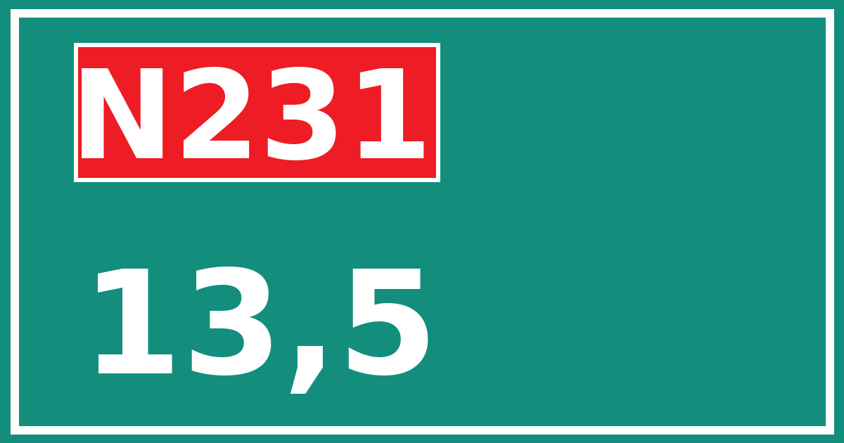 Hectometerbord N231 13,5
