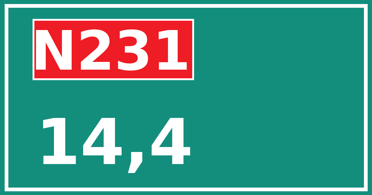 Hectometerbord N231 14,4