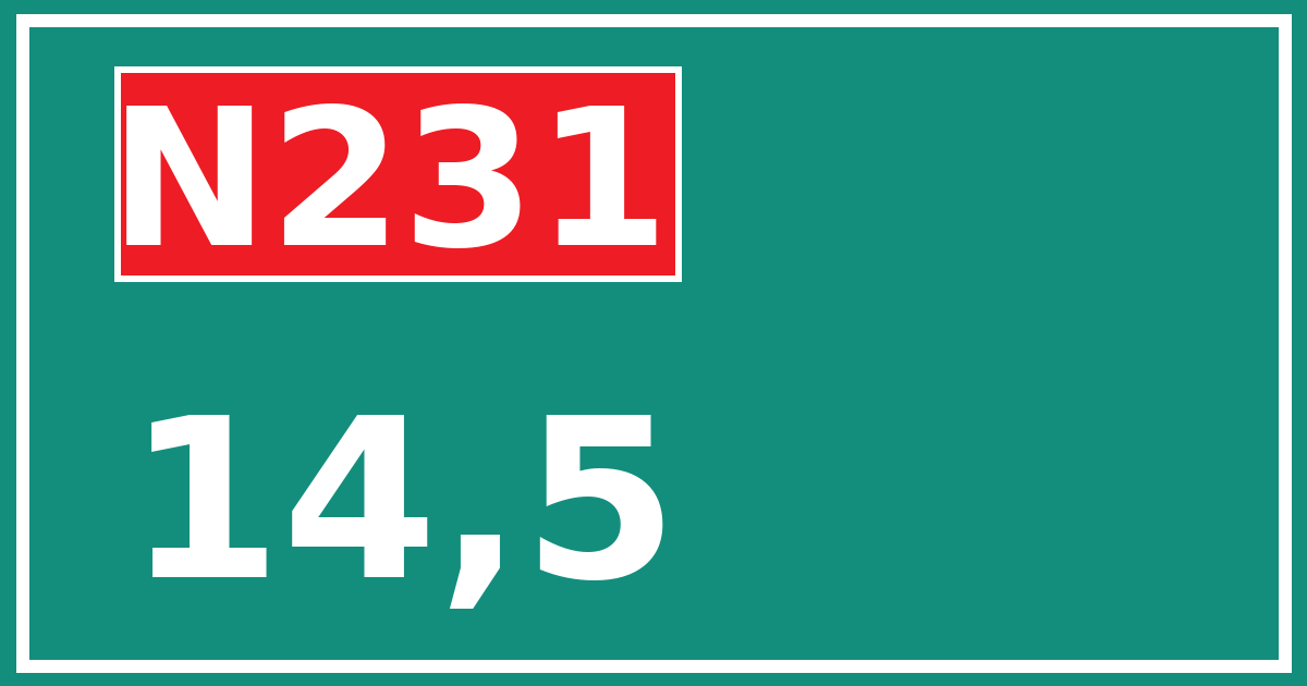 Hectometerbord N231 14,5