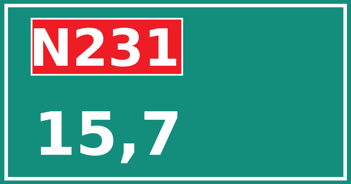 Hectometerbord N231 15,7