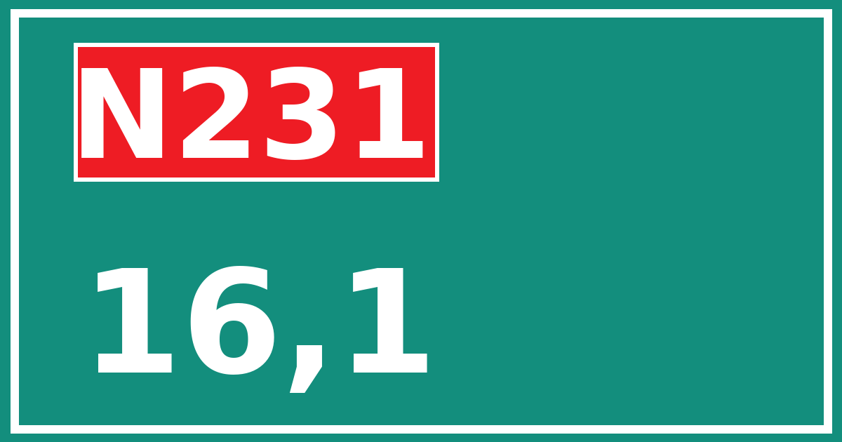 Hectometerbord N231 16,1
