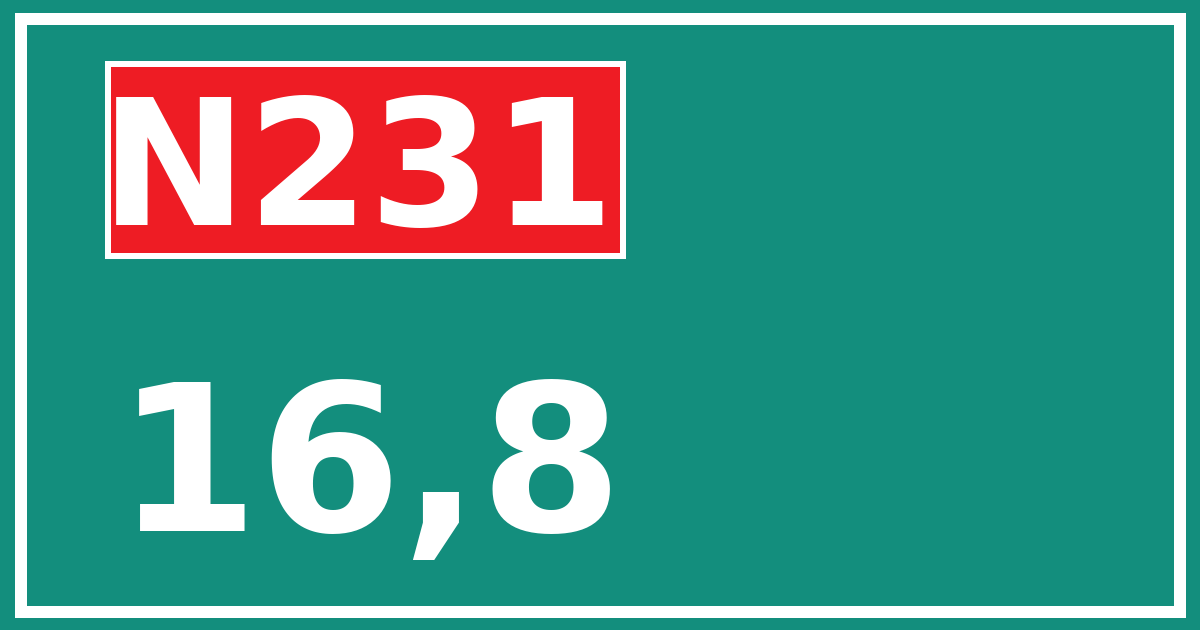 Hectometerbord N231 16,8