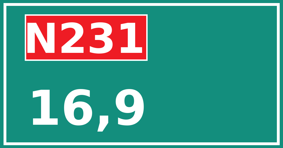 Hectometerbord N231 16,9