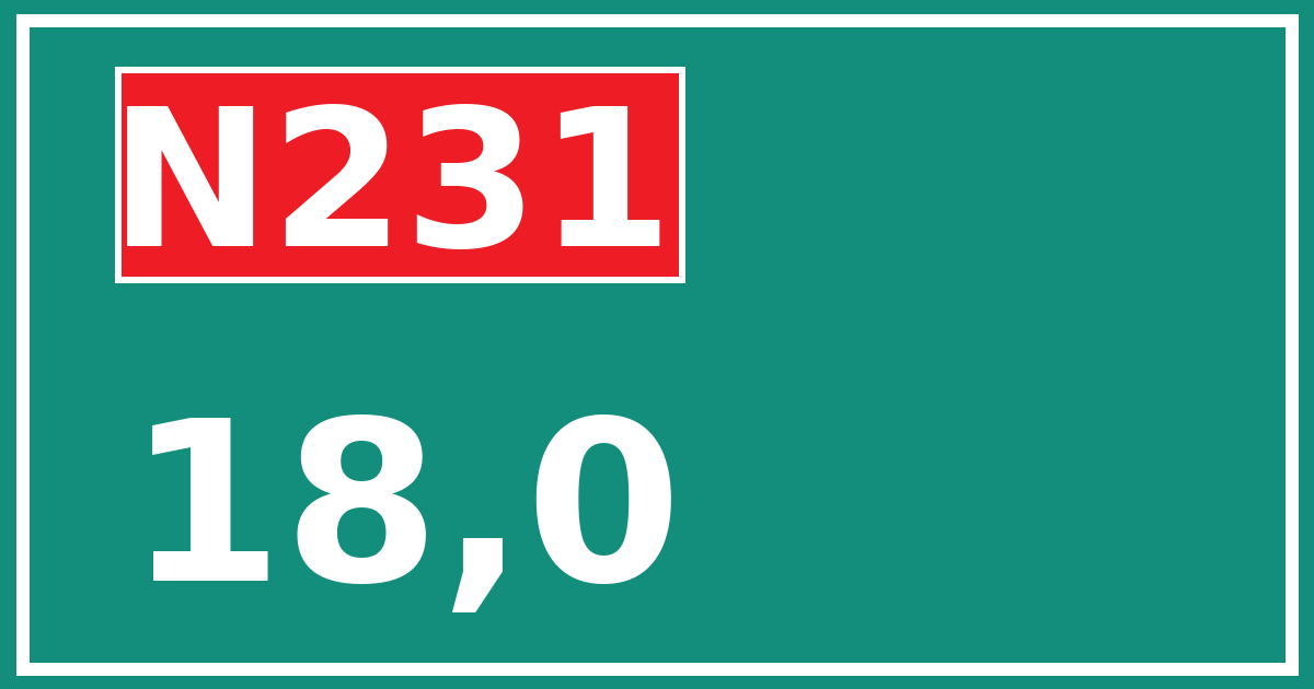 Hectometerbord N231 18,0