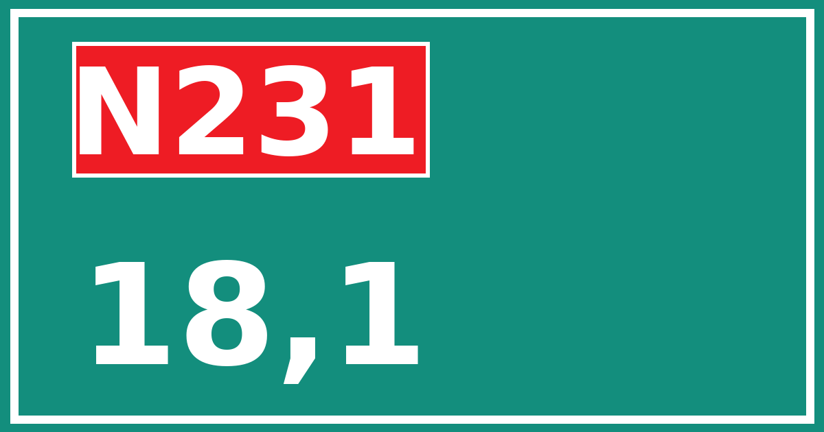 Hectometerbord N231 18,1