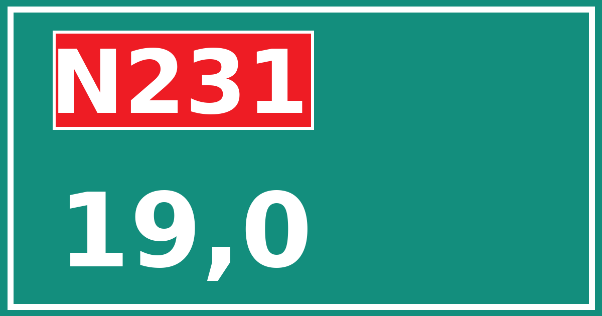 Hectometerbord N231 19,0