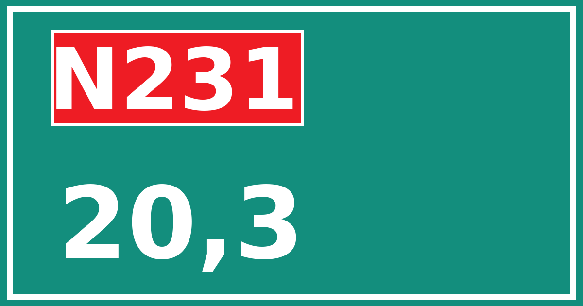 Hectometerbord N231 20,3