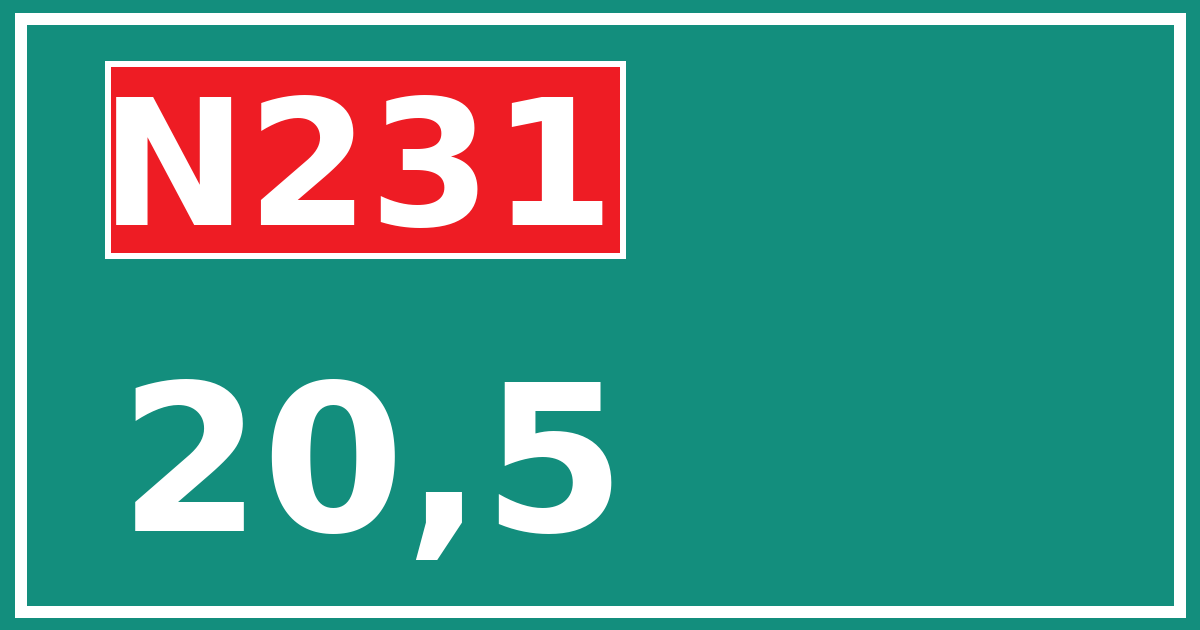 Hectometerbord N231 20,5