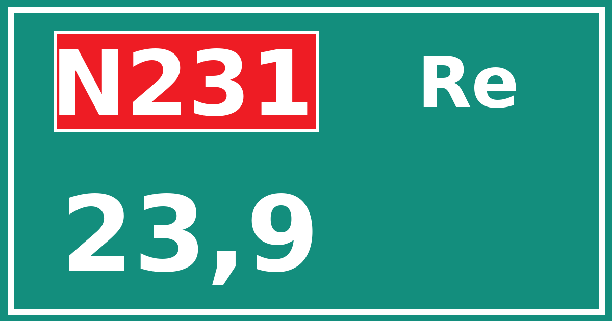 Hectometerbord N231 23,9 zijde Re