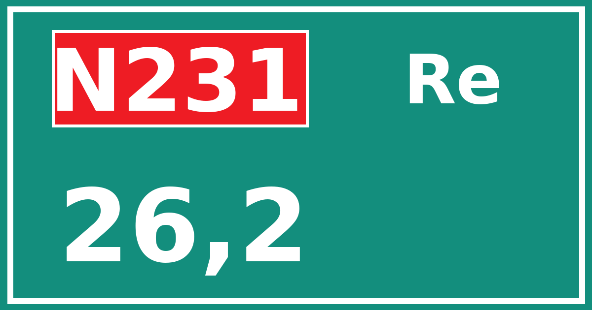 Hectometerbord N231 26,2 zijde Re