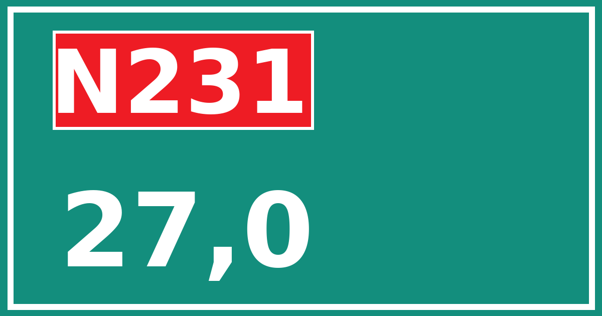 Hectometerbord N231 27,0
