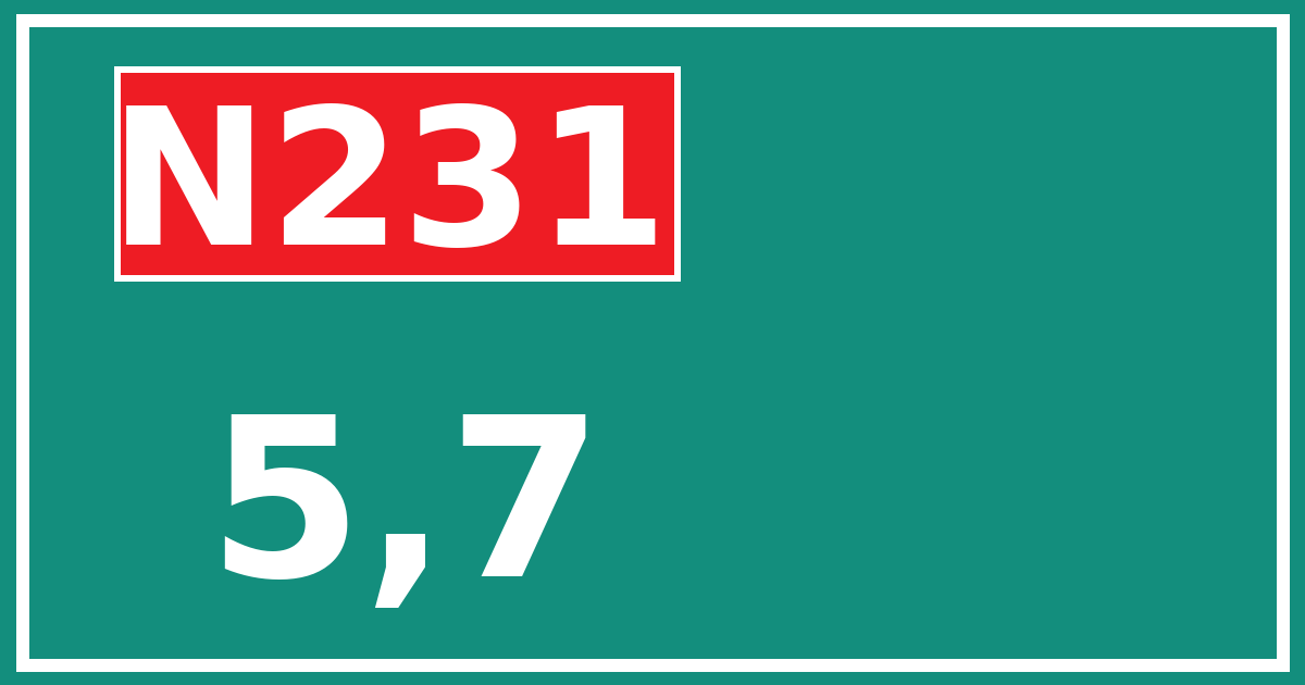 Hectometerbord N231 5,7