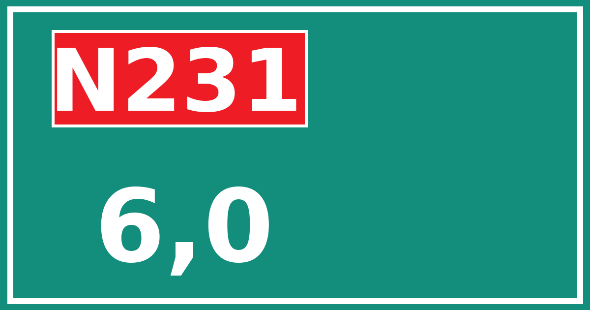 Hectometerbord N231 6,0