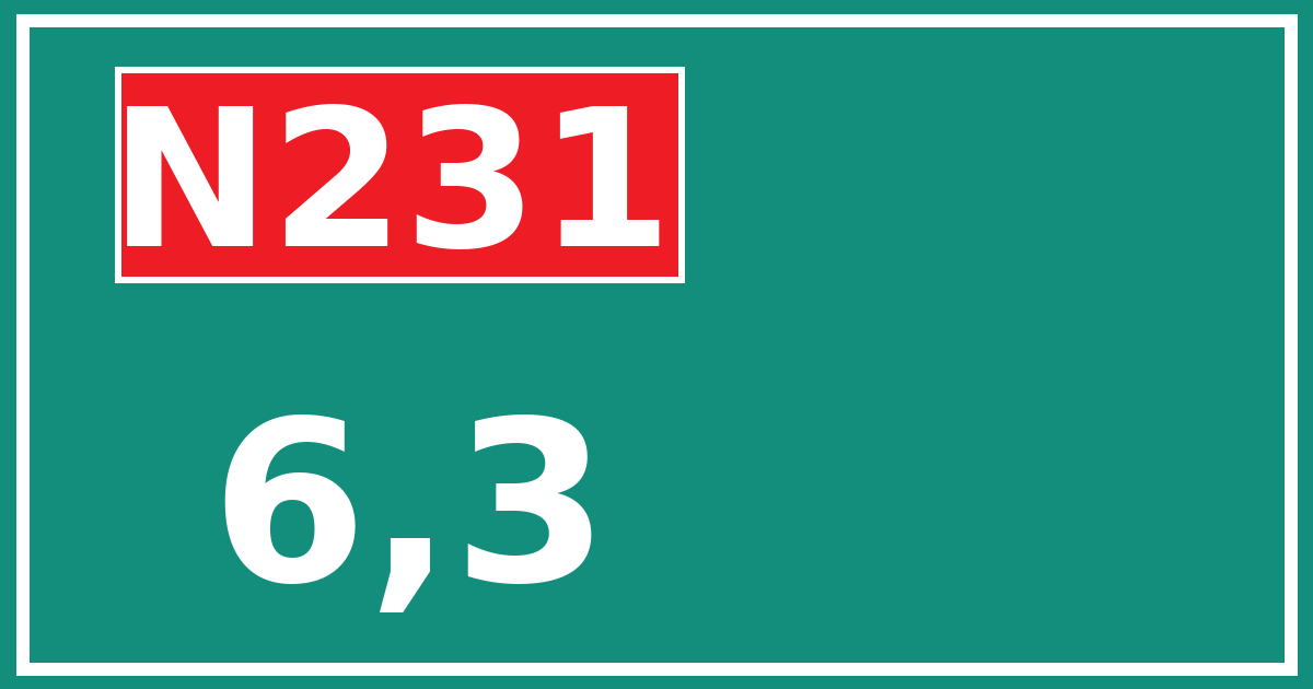 Hectometerbord N231 6,3