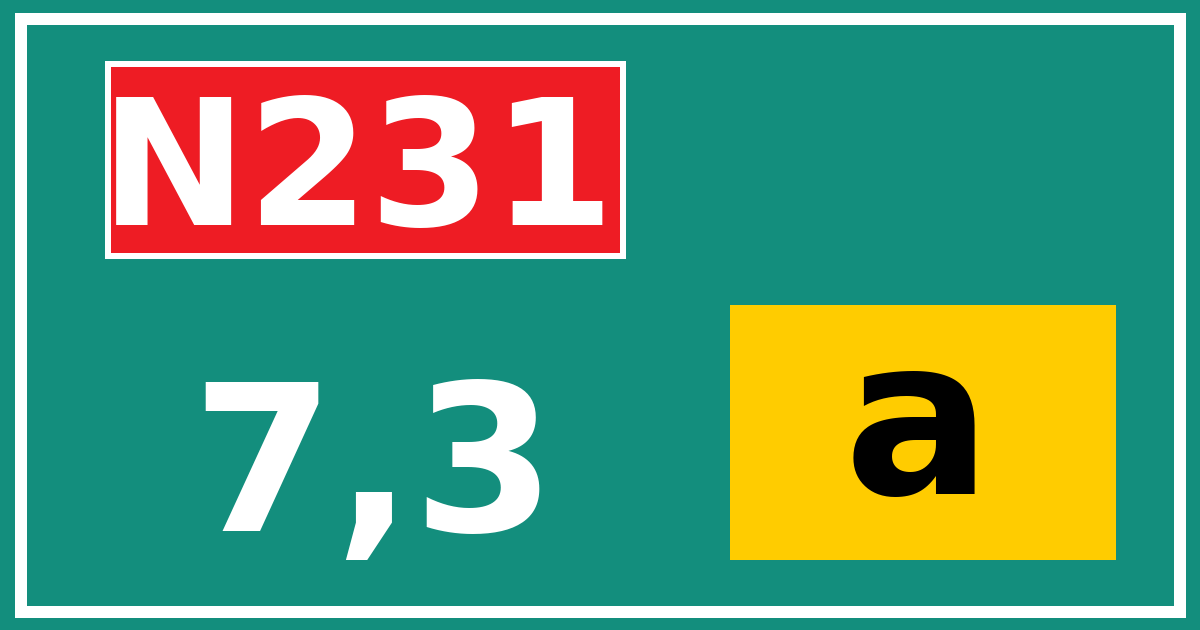 Hectometerbord N231 7,3 letter a