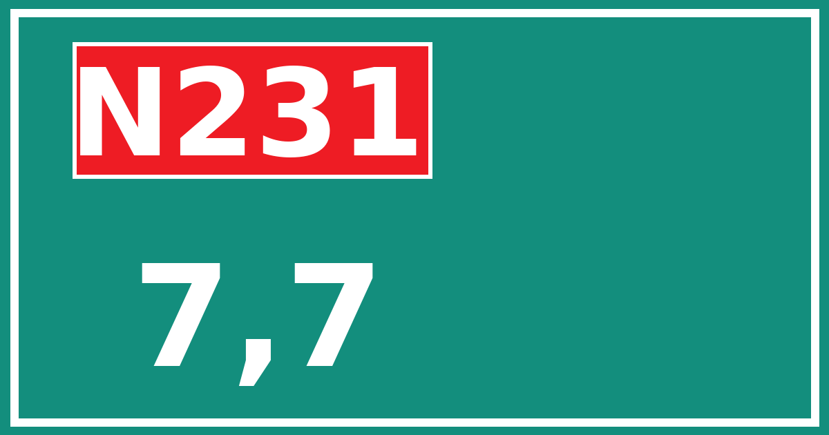 Hectometerbord N231 7,7