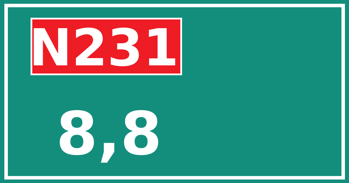 Hectometerbord N231 8,8