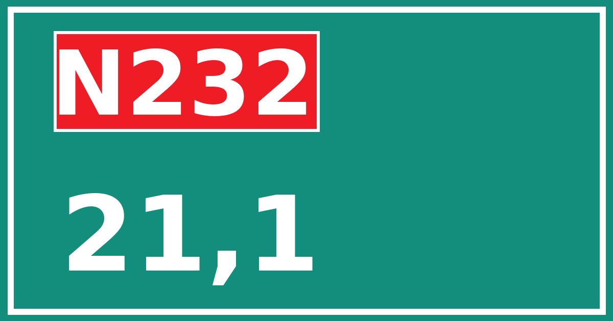 Hectometerbord N232 21,1