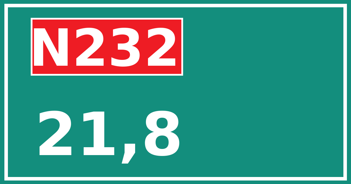 Hectometerbord N232 21,8